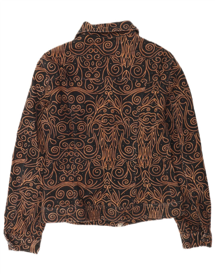 Jaqueta utilitária feminina vintage Reino Unido 14 médio preto Paisley