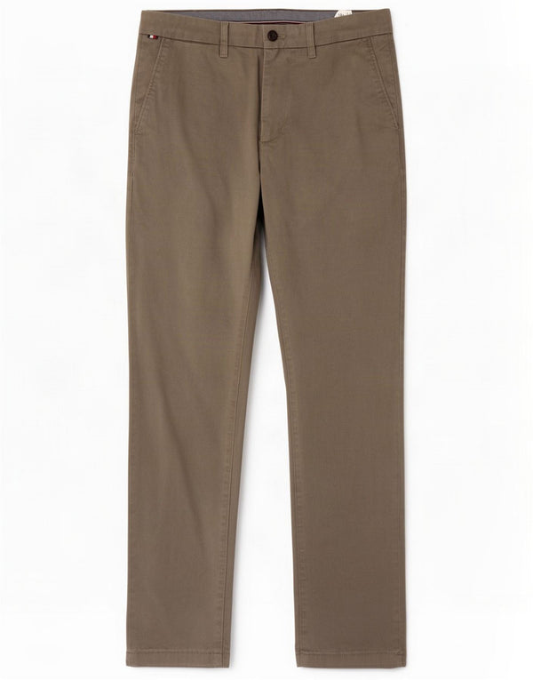 Tommy Hilfiger Mens Slim Chino Calças W30 L32 Algodão Cáqui