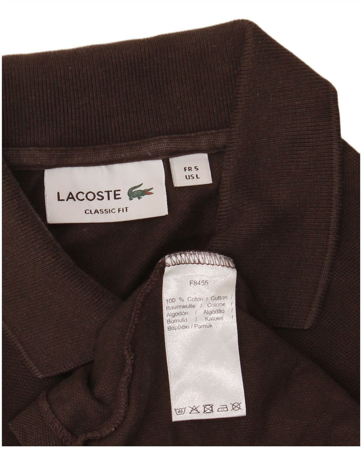 Camisa polo masculina LACOSTE Classic Fit de manga comprida tamanho 5 grande algodão marrom
