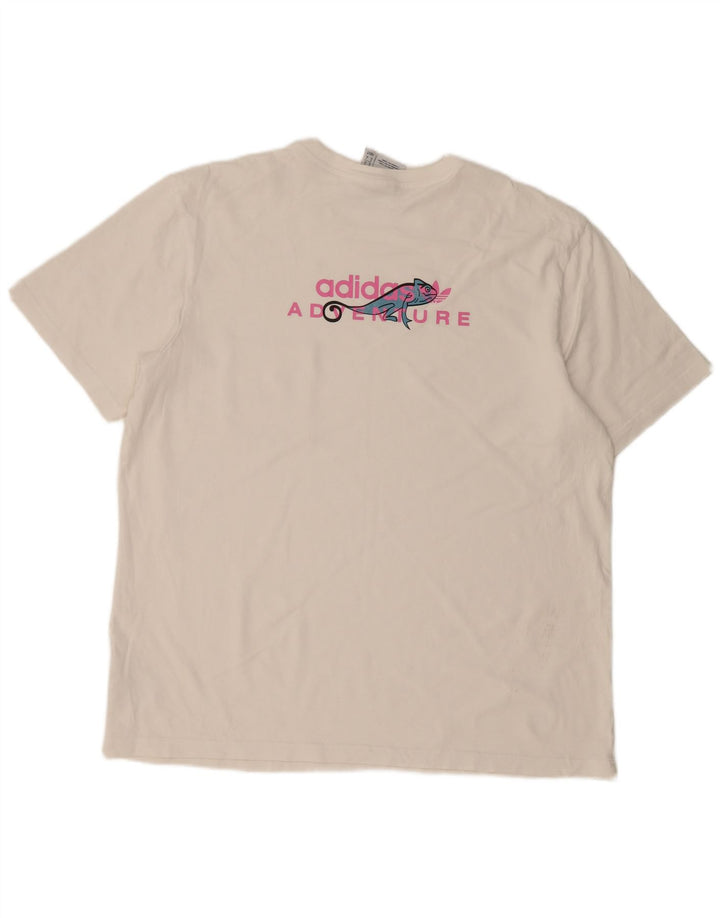 ADIDAS Mens Adventure Graphic T-Shirt Top XL Algodão Branco