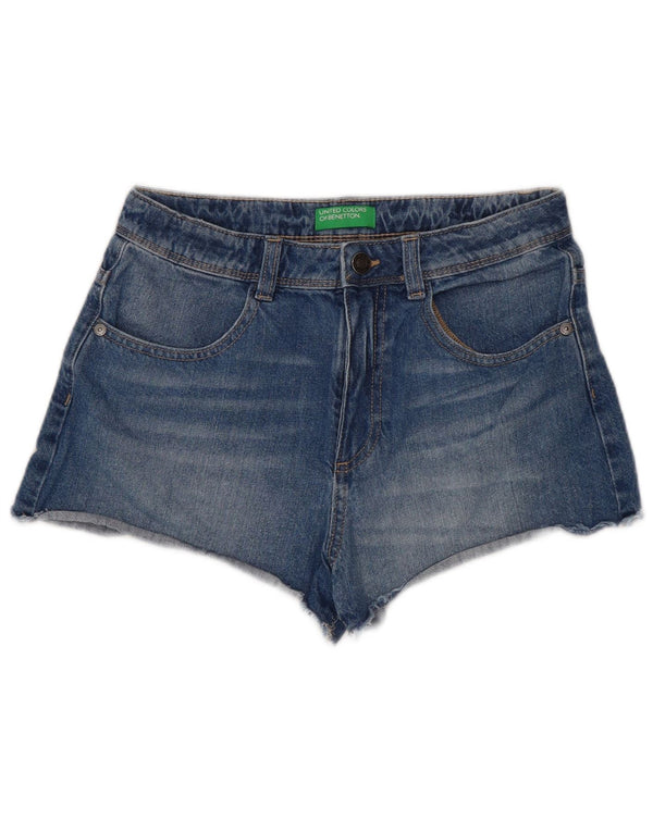 Benetton Meninas Jeans Hot Pants 11-12 Anos 2XL W26 Azul Algodão