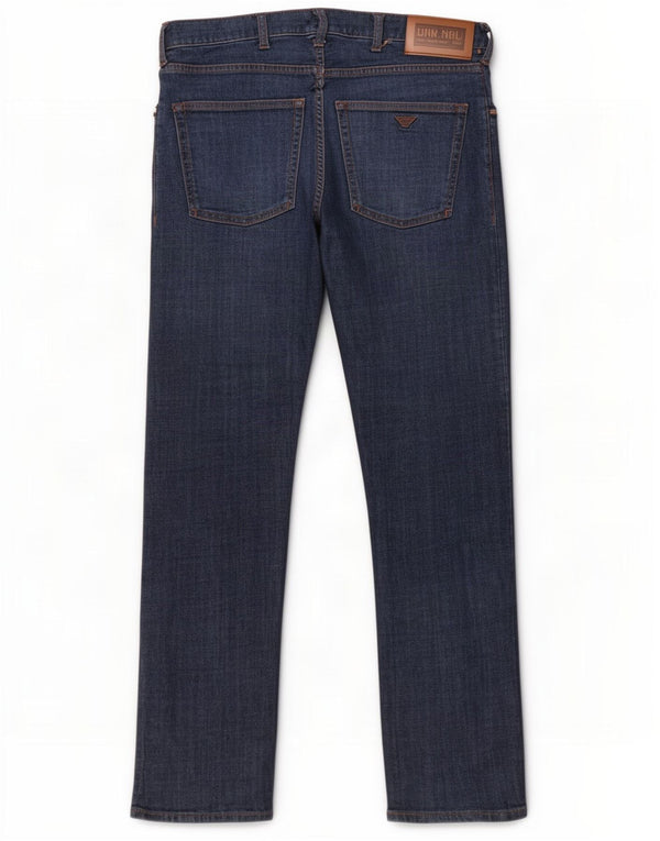 Calça jeans reta feminina Emporio Armani W32 L30 azul algodão