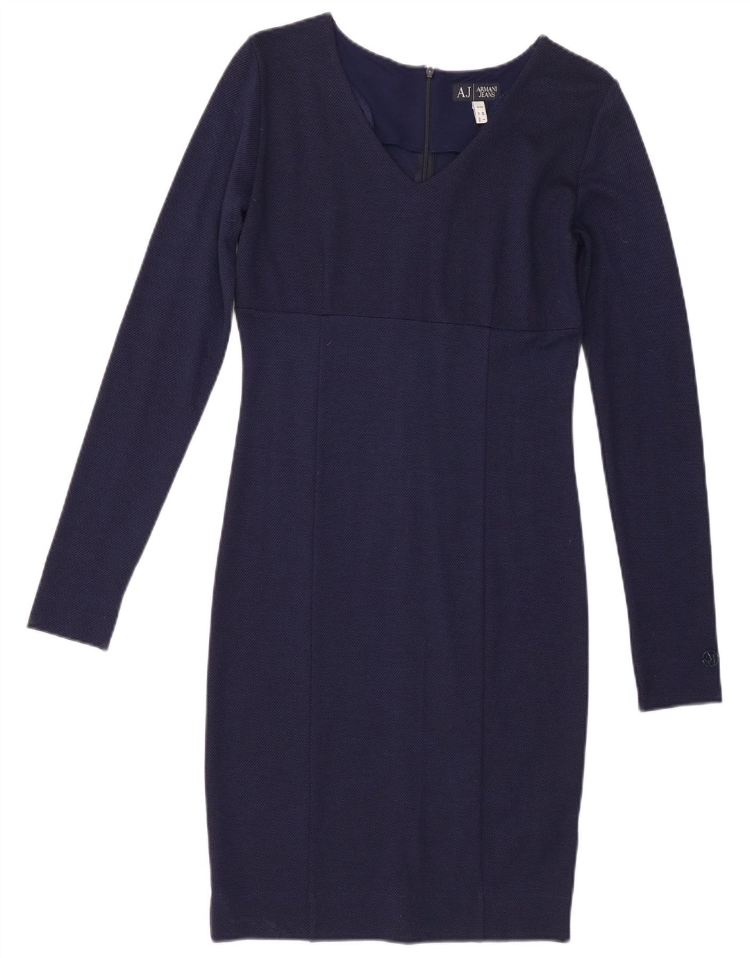 Vestido feminino Armani Jeans manga comprida bainha EU 40 médio azul marinho viscose