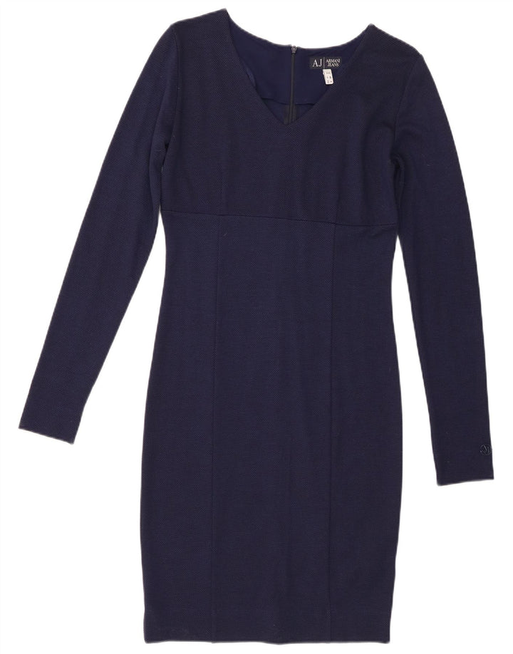 Vestido feminino Armani Jeans manga comprida bainha EU 40 médio azul marinho viscose