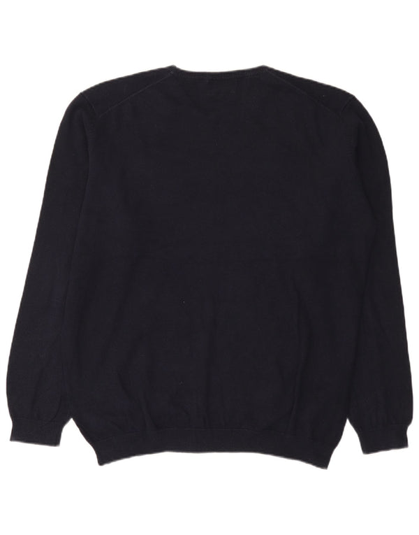 Massimo Dutti Mens Crew Neck Jumper Sweater XL Navy Blue Cotton