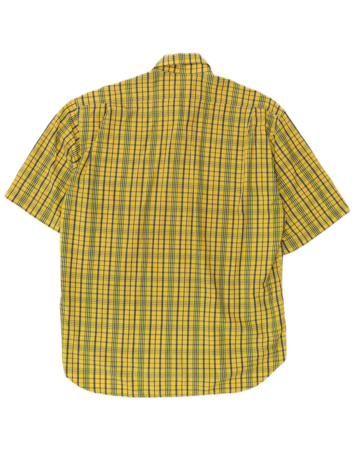 Camisa masculina de manga curta BELFE & BELFE tamanho 39 algodão xadrez amarelo médio