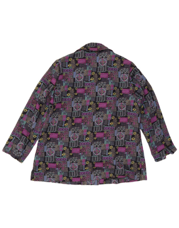 Blusa feminina vintage UK 16 grande geométrica multicolorida