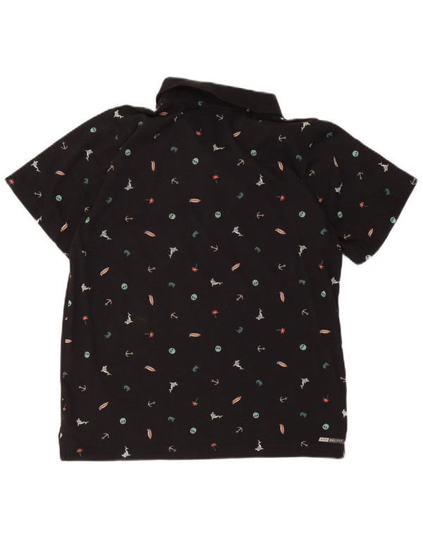 Camisa polo Hurley Boys Dri Fit com padrão abstrato 13-14 anos XL preta