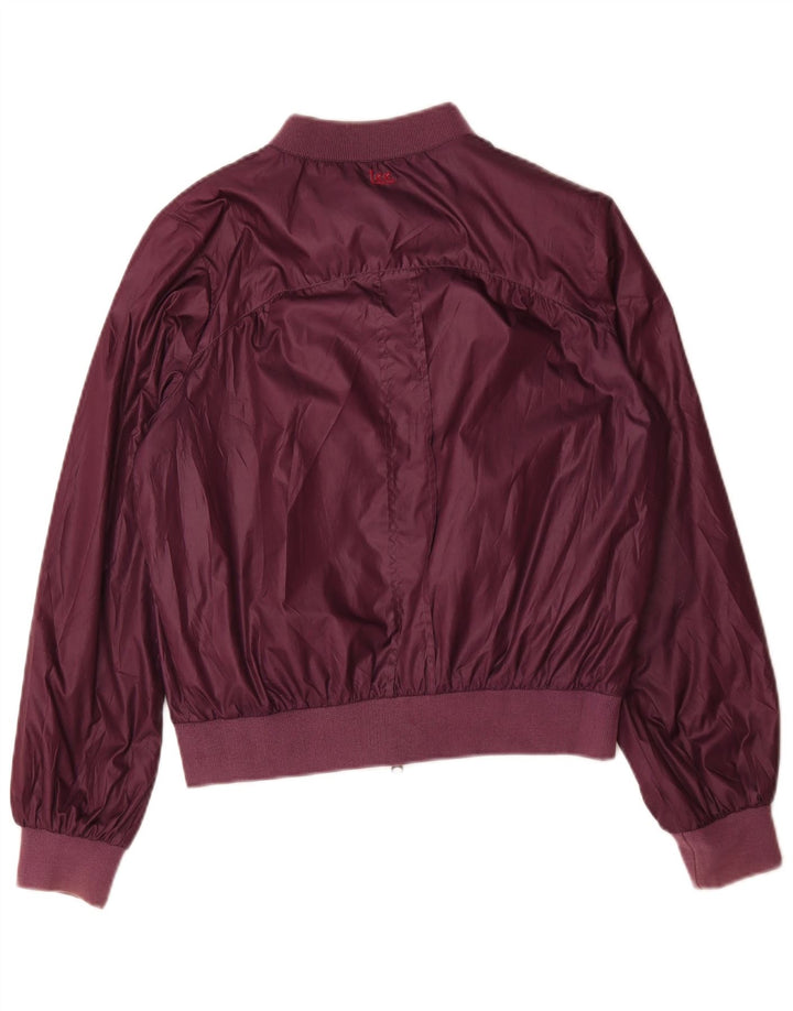 Lee Womens Graphic Bomber Jacket UK 14 Médio Borgonha Poliéster