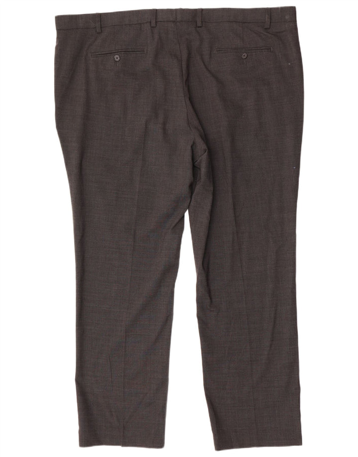 Calça masculina Marks & Spencer Straight Regular Fit W48 L31 Cinza