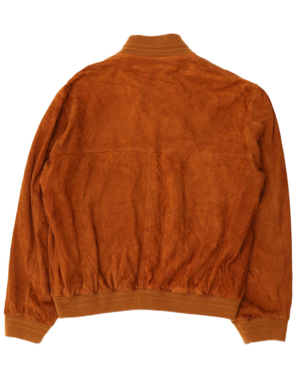 Jaqueta bomber masculina vintage de camurça IT 56 3XL couro marrom