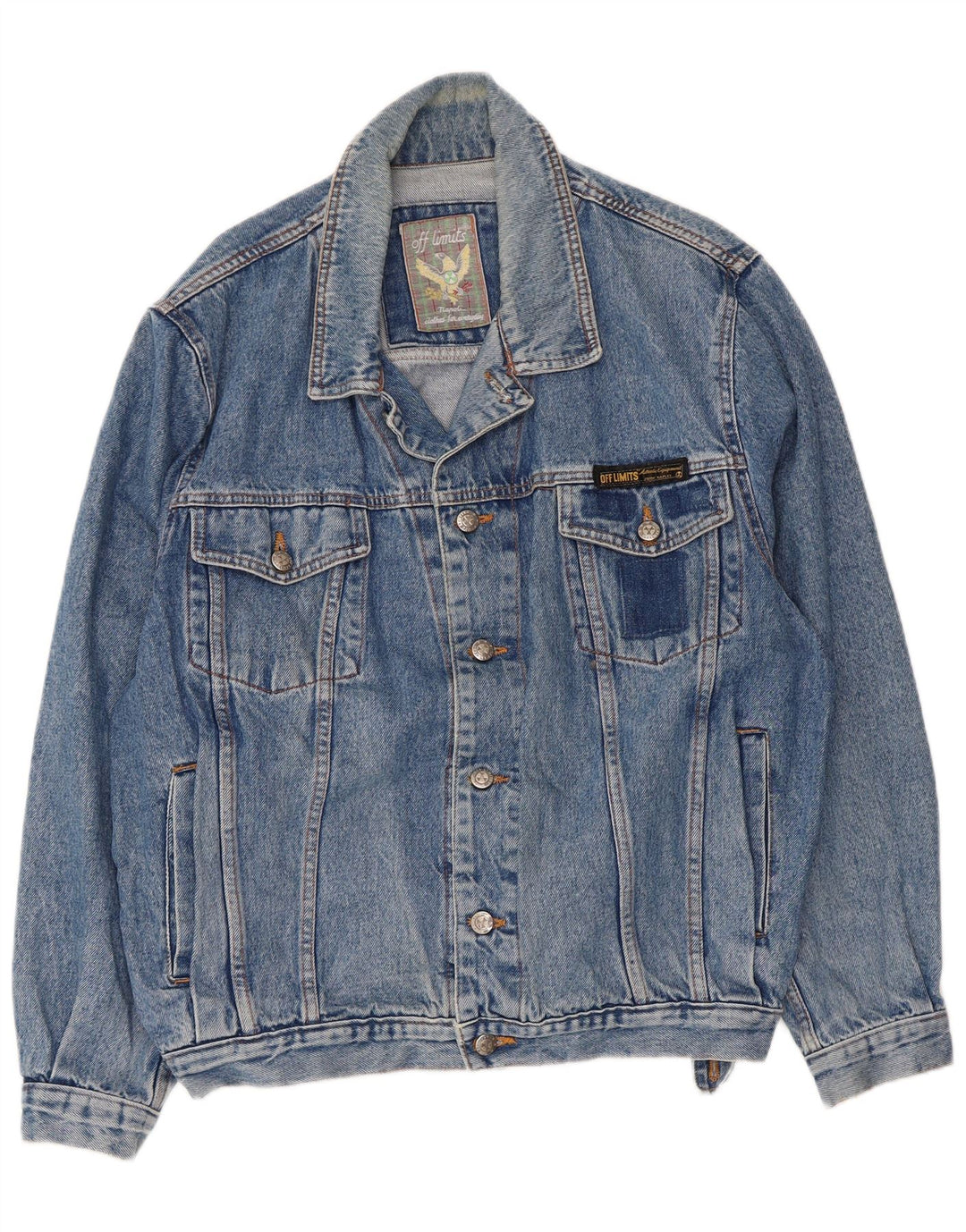 Jaqueta jeans masculina Off Limits Reino Unido 40 algodão azul grande