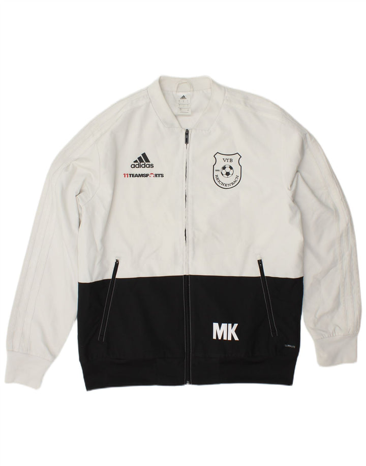 ADIDAS Mens Graphic Tracksuit Top Jacket Grande Branco Colorblock Poliéster