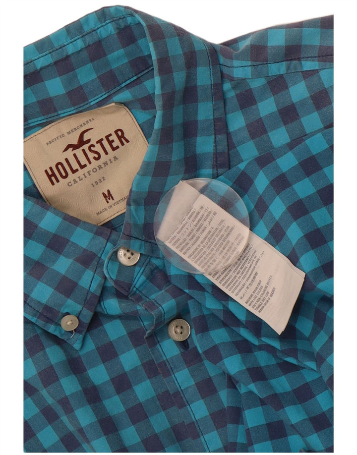 Camisa masculina HOLLISTER de algodão guingão azul médio