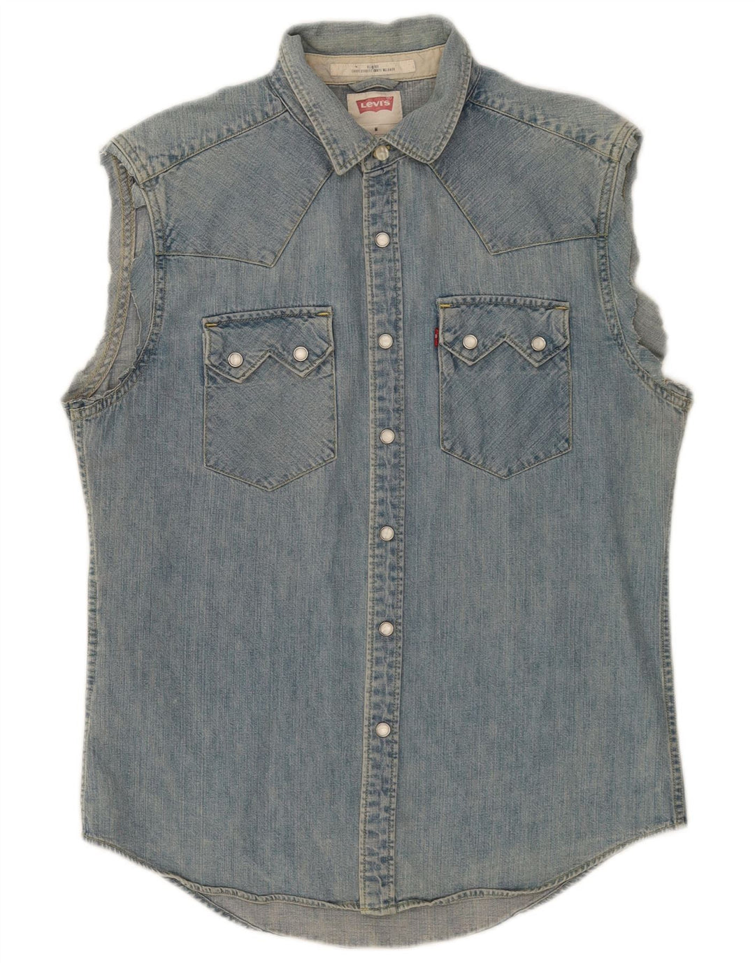 Camisa jeans masculina sem mangas Levi's azul médio algodão
