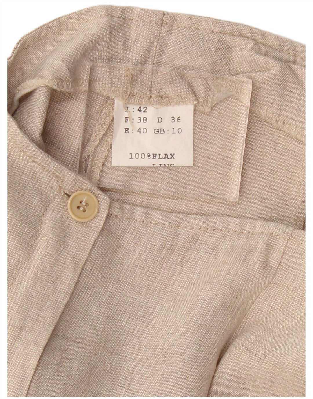 Calça capri feminina VINTAGE reta UK 10 pequena W30 L21 linho bege