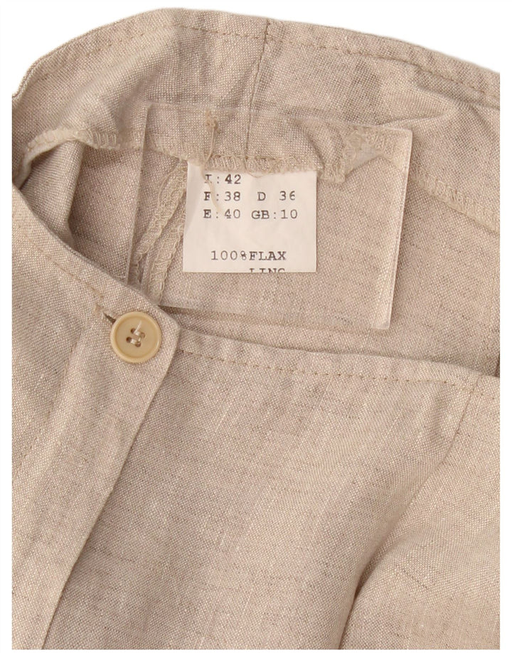 Calça capri feminina VINTAGE reta UK 10 pequena W30 L21 linho bege