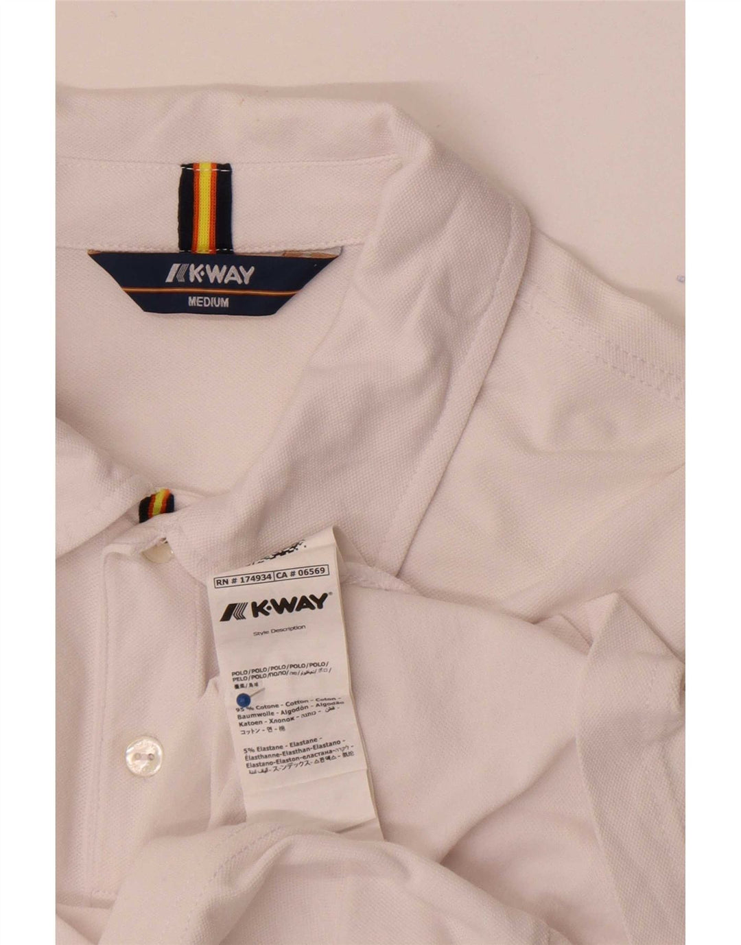 Camisa polo masculina K-Way de algodão branco médio