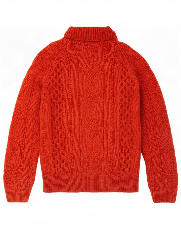 Suéter feminino vintage com gola redonda Reino Unido 12 médio laranja
