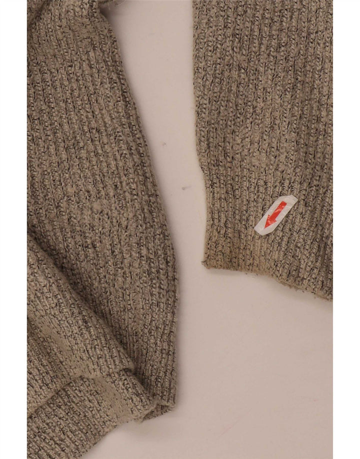 Suéter masculino Marks & Spencer com gola redonda, grande poliamida manchada cinza