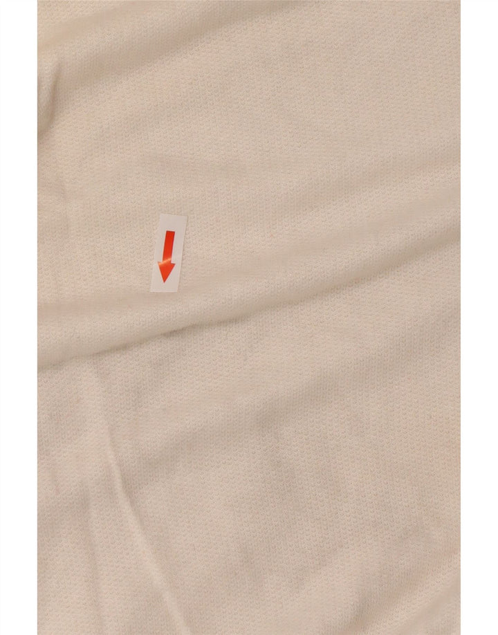 Suéter feminino vintage com gola redonda e botão IT 44 bloco colorido branco médio