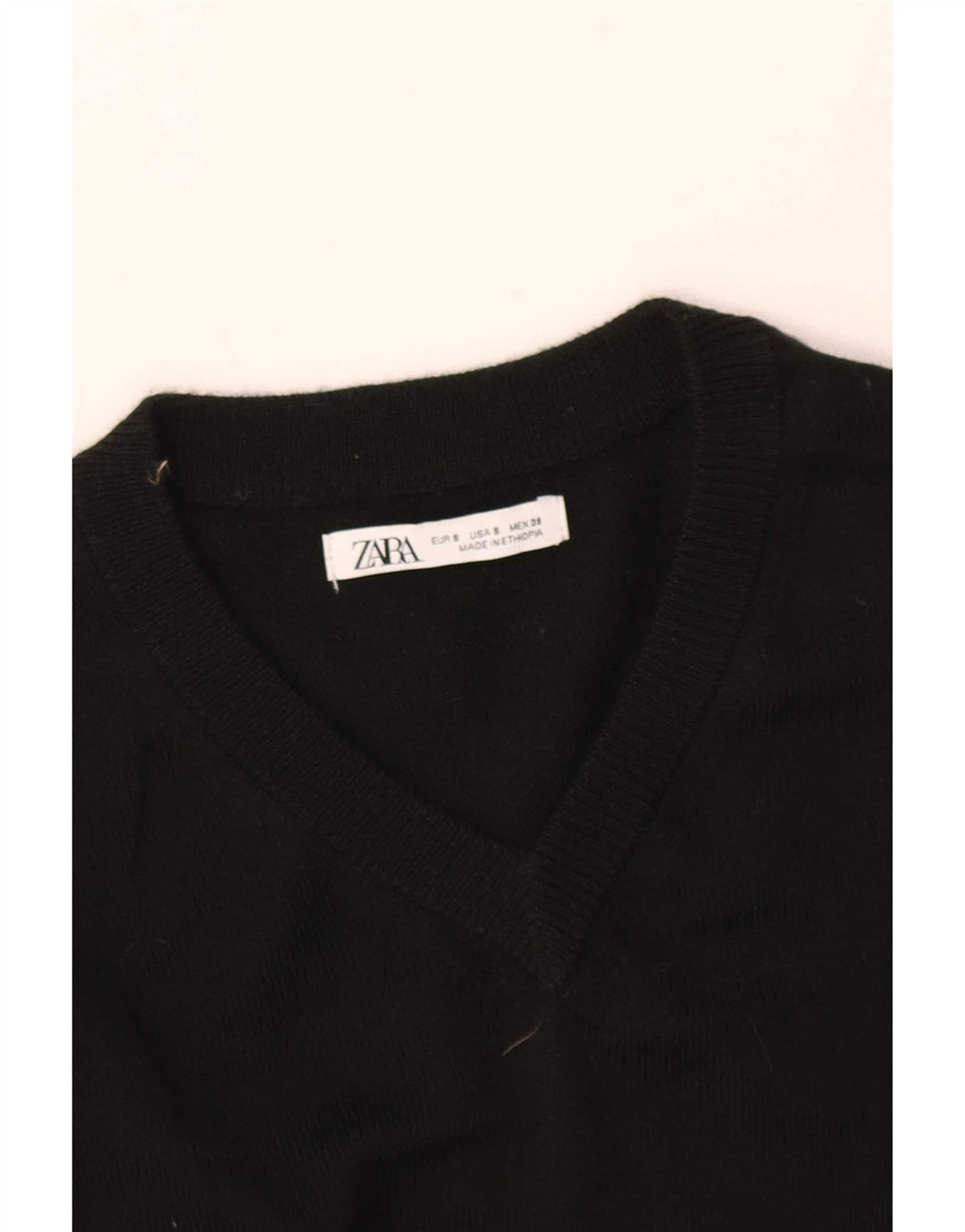Zara Suéter masculino com decote em V pequeno preto