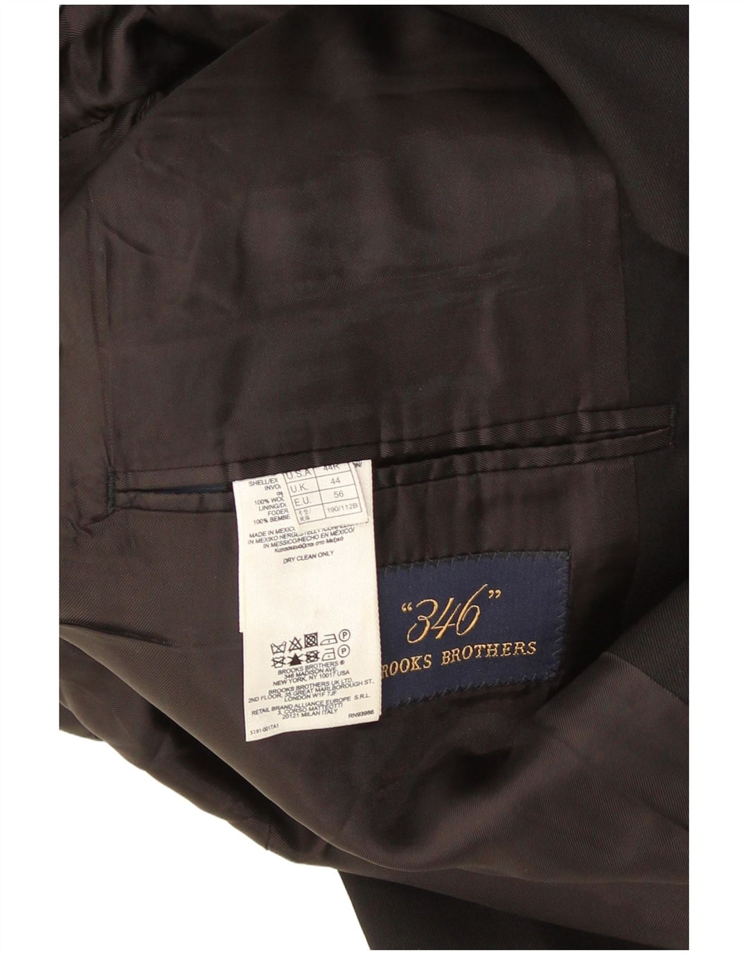 Jaqueta blazer masculina de 2 botões Brooks Brothers Reino Unido 44 2XL de lã preta clássica