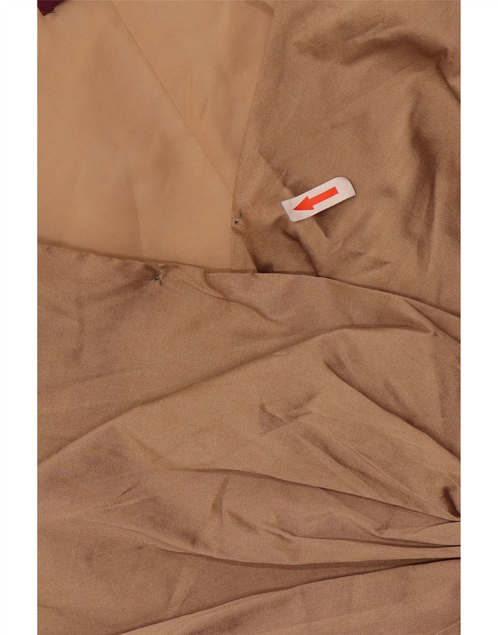 Debut vestido feminino sem mangas com babado na frente e bainha UK 18 XL marrom poliéster
