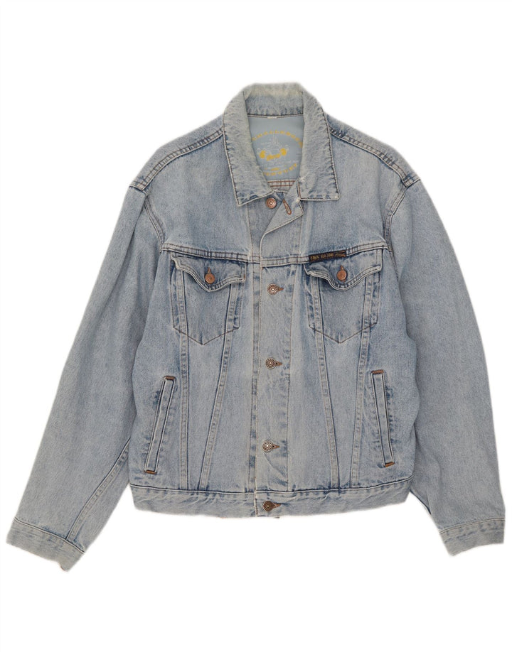 Jaqueta jeans feminina vintage UK 16 grande azul