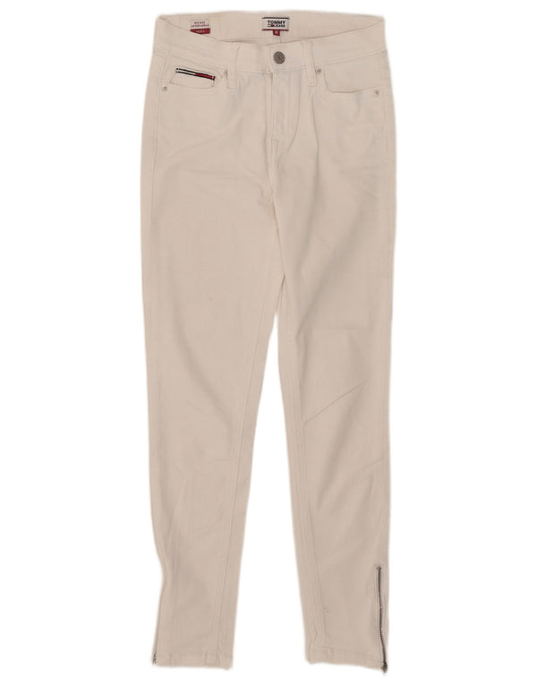 Tommy Hilfiger feminino Nora Mid Rise Skinny Jeans W26 L26 algodão branco