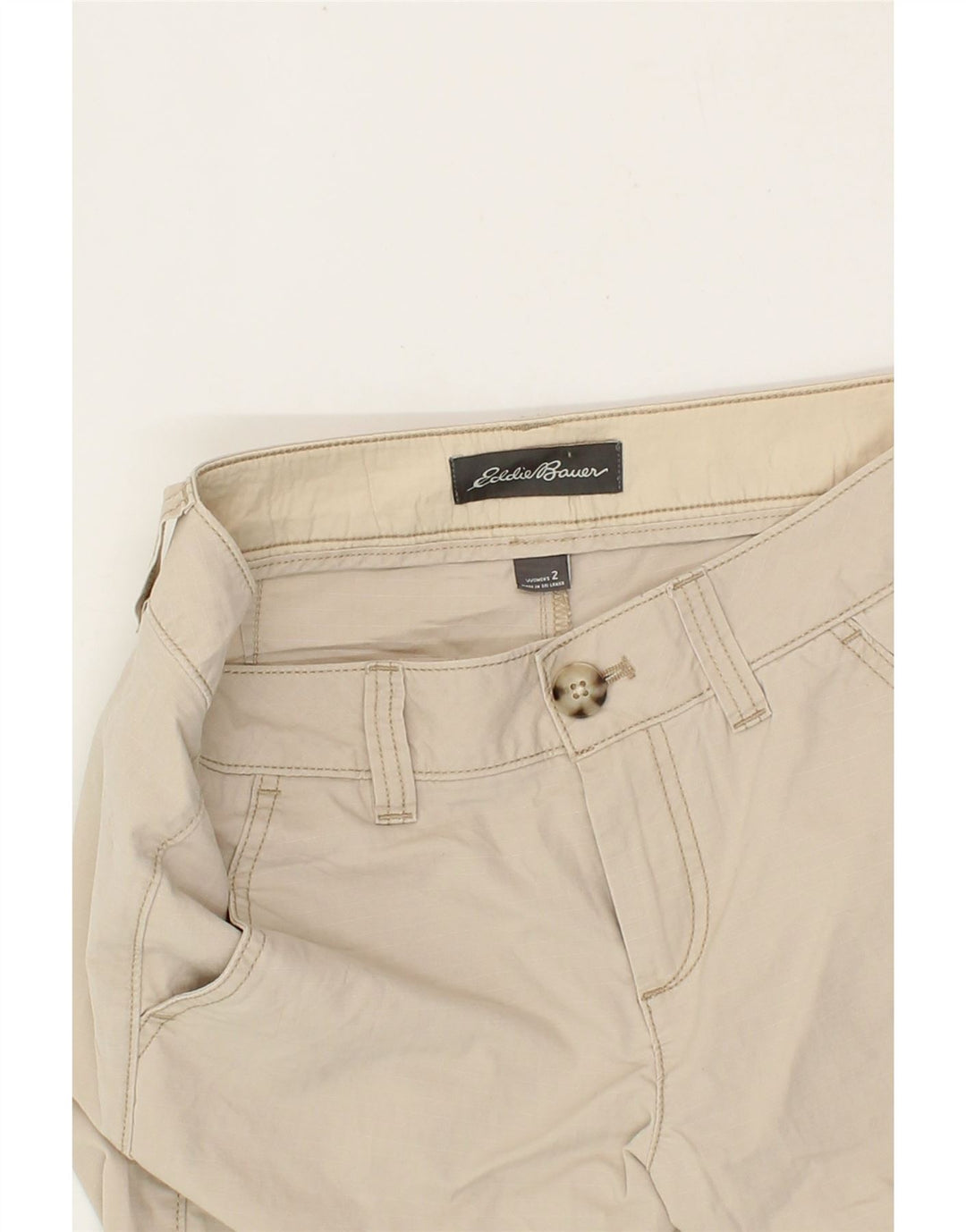 EDDIE BAUER Womens Crop Cargo Trousers US 2 XS W28 L23 Beige Cotton Vintage Eddie Bauer and Second-Hand Eddie Bauer from Messina Hembry 