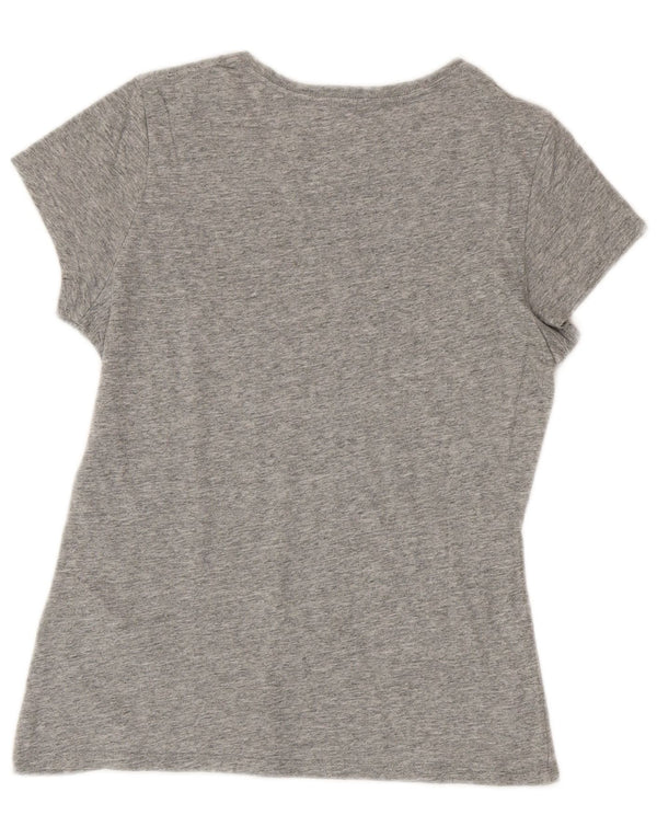 Camiseta feminina gráfica Levi's UK 12 algodão manchado cinza médio
