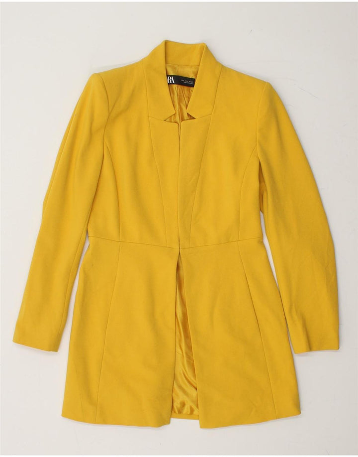 ZARA Womens Open Blazer Jacket UK 10 Pequeno Amarelo