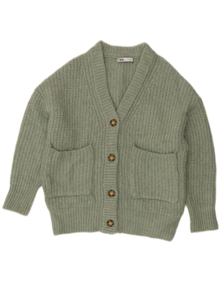 Zara Suéter Cardigan Oversized Feminino Reino Unido 14 Verde Médio