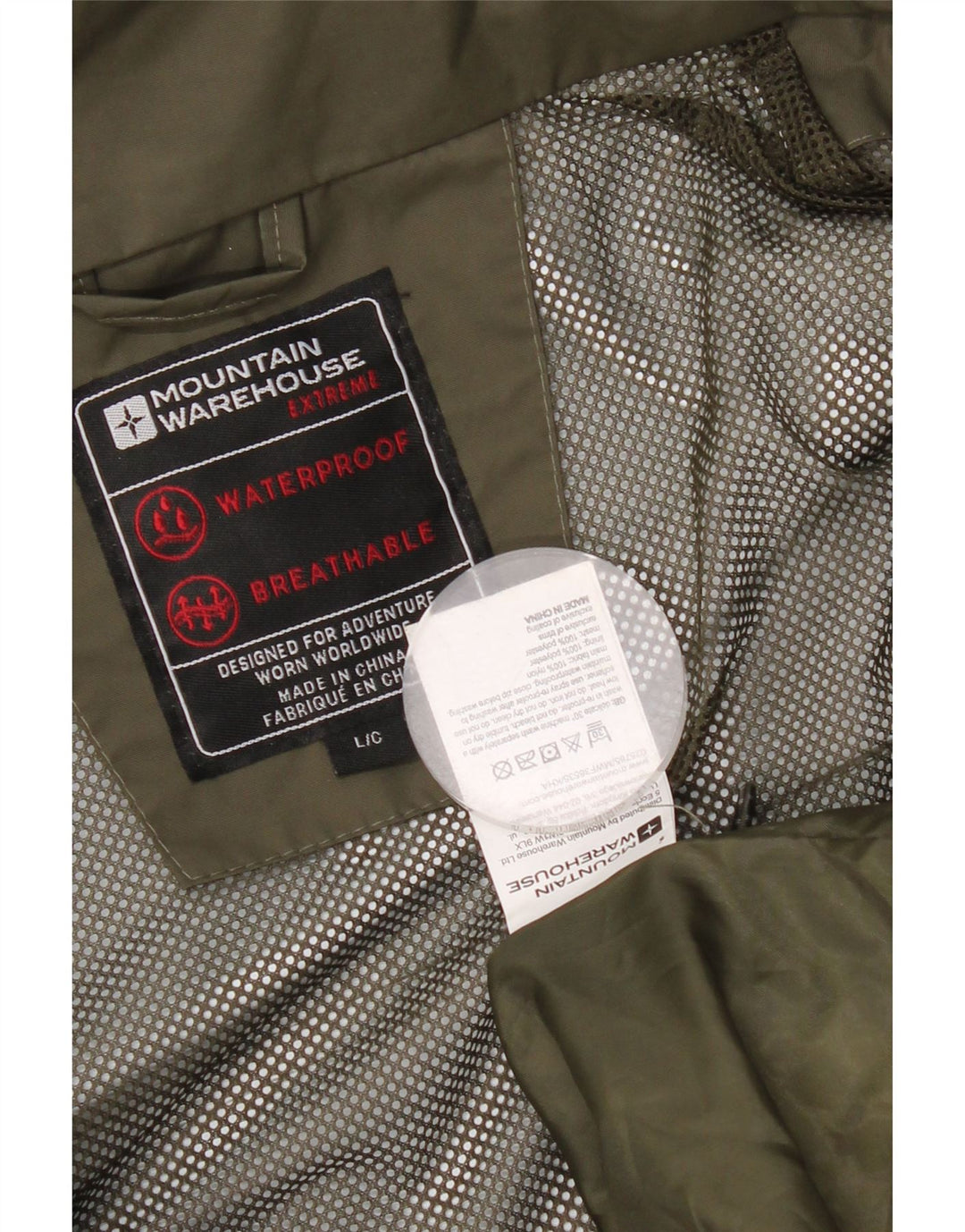 Jaqueta de chuva masculina com capuz Mountain Warehouse Reino Unido 40 grande nylon cáqui