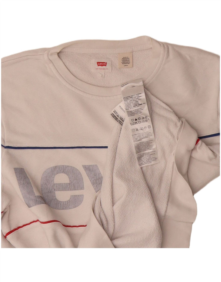 LEVI'S moletom gráfico masculino jumper pequeno algodão branco