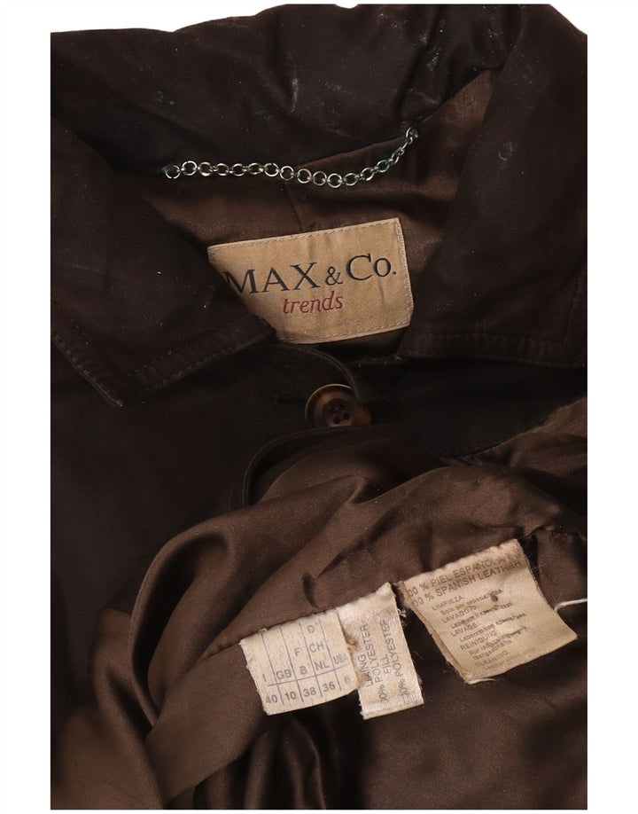 Jaqueta feminina de camurça superdimensionada da Max & Co. Reino Unido 10 pequena couro marrom