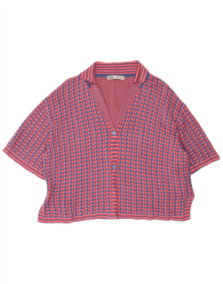 Suéter cardigã feminino de manga curta Zara Reino Unido 14 médio multicolorido