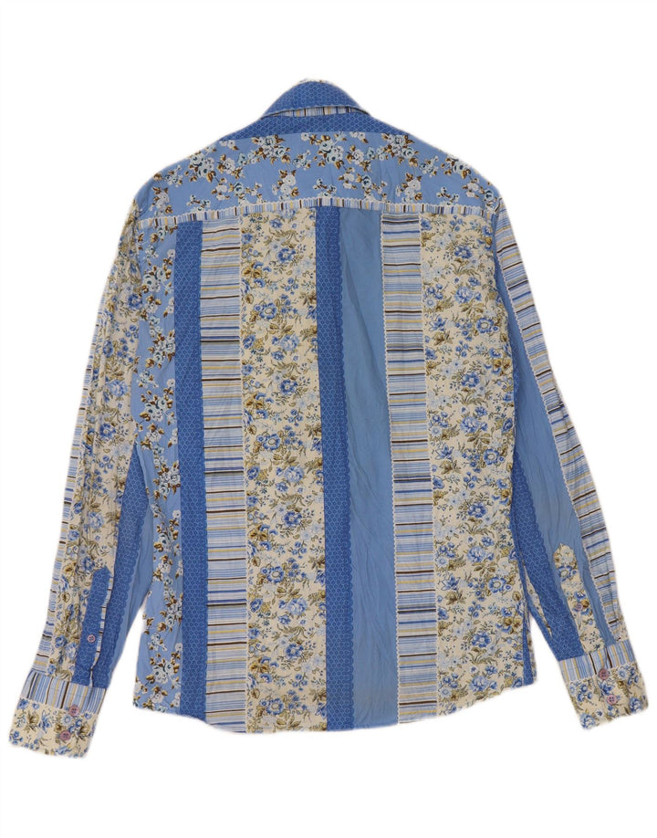 Camisa masculina SMOG pequena azul floral poliéster