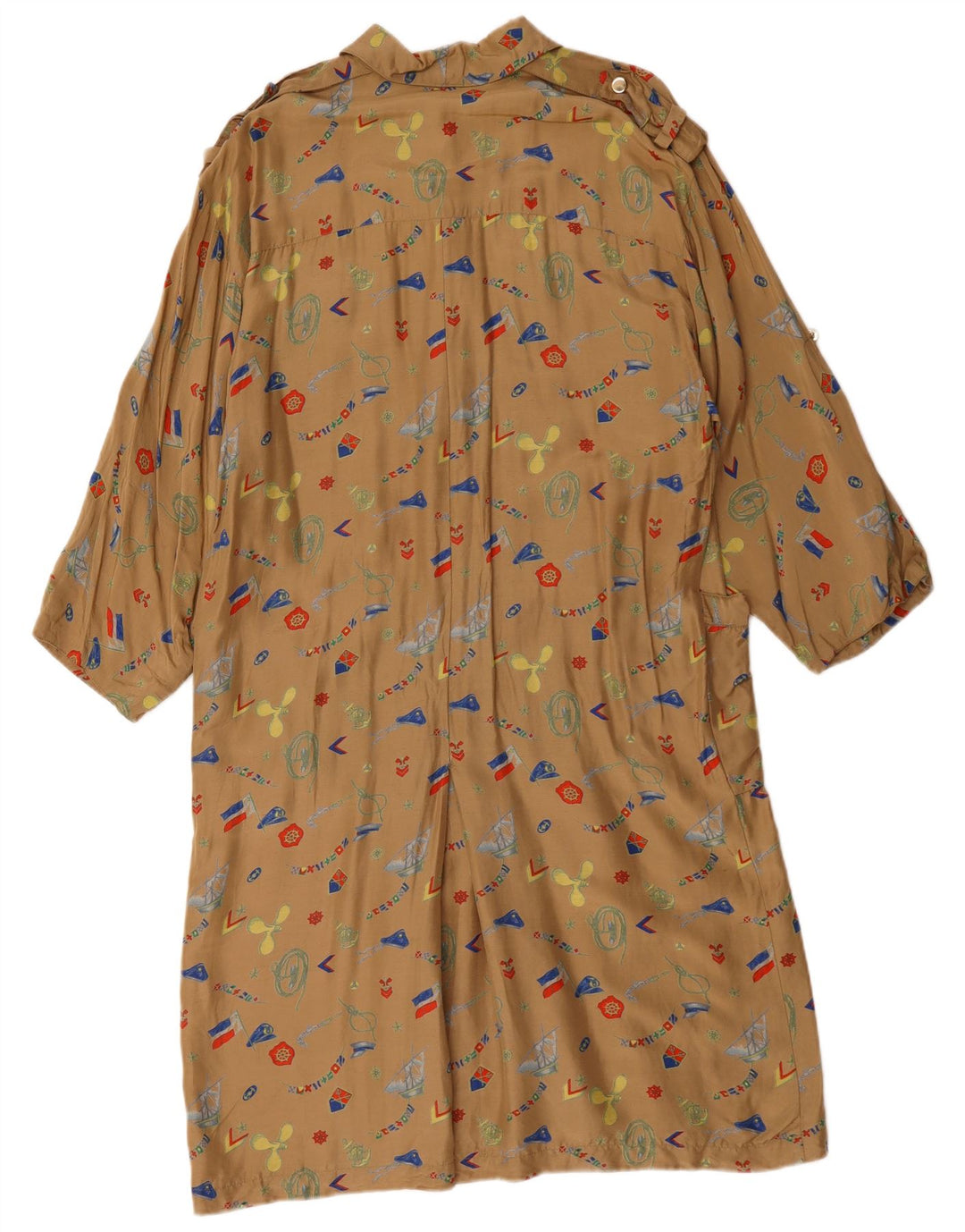 Vestido feminino vintage com padrão abstrato camisa EU 44 XL marrom geométrico