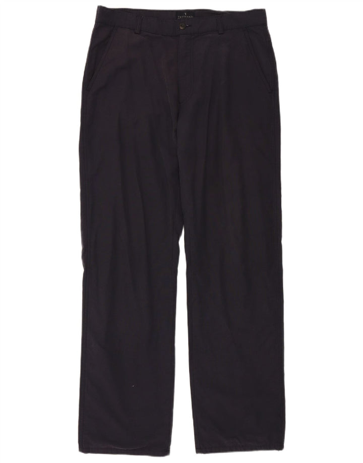 Calça chino reta masculina TRUSSARDI IT 52 XL W36 L34 algodão azul marinho