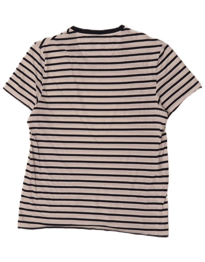 Camiseta masculina Lyle & Scott de algodão listrado branco médio