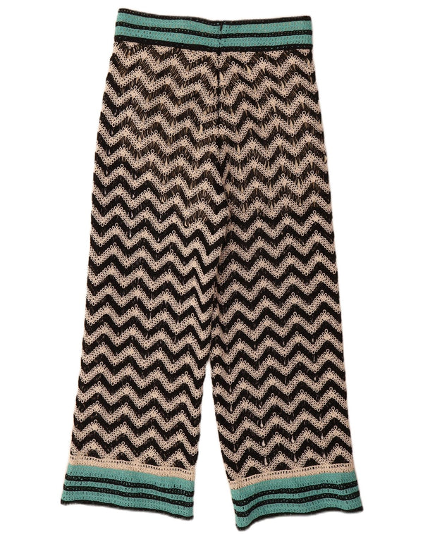 Zara Calça feminina reta casual de malha média W28 L26 preta Chevron