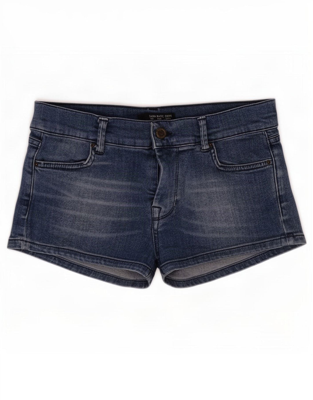 Shorts jeans feminino Zara EU 38 pequeno W28 algodão azul