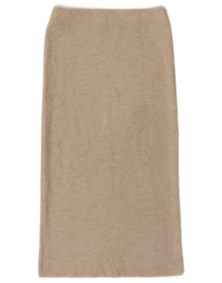 Zara Saia Midi Feminina Cintura Alta Pequena W26 Poliéster Bege