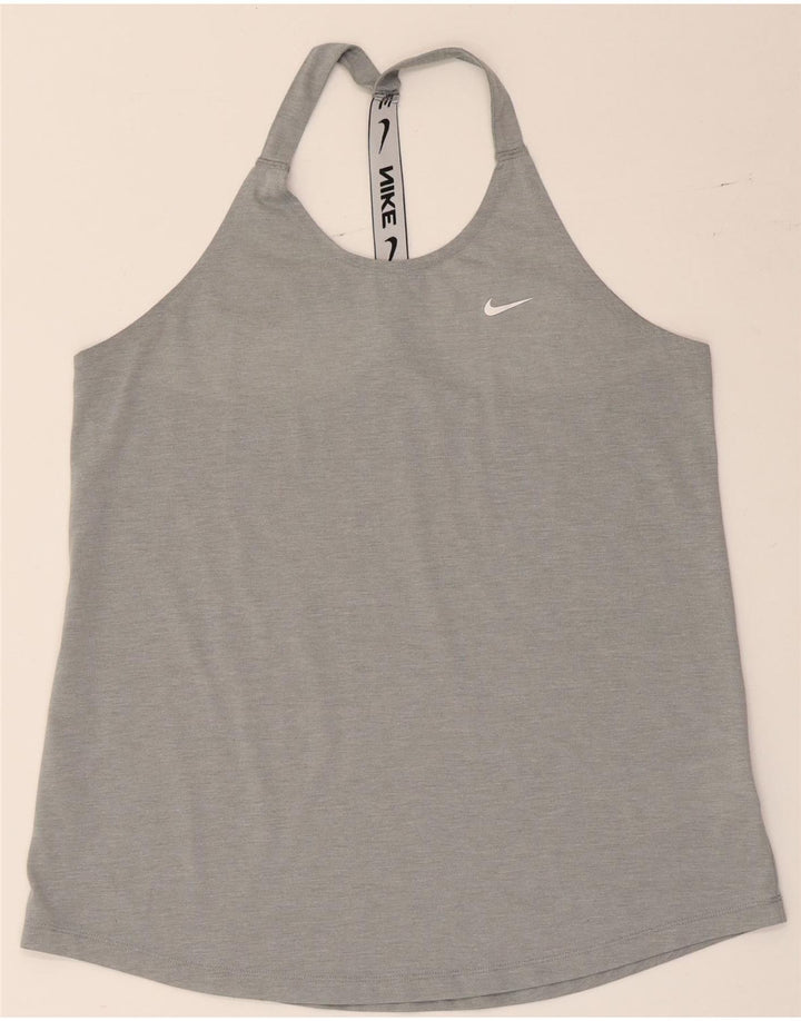 Nike Womens Dri Fit Graphic Vest Top UK 14 Grande Cinza Poliéster