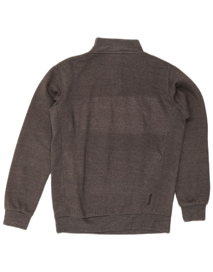 BENCH Boys Zip Neck Graphic Sweatshirt Jumper 13-14 Years Grey Polyester