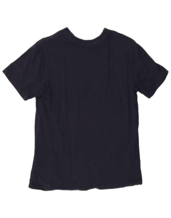 Camiseta gráfica masculina NIKE Top médio azul marinho algodão