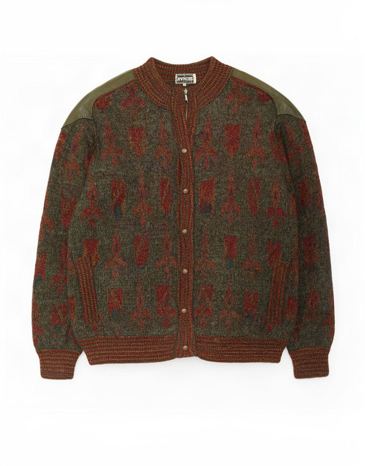 Suéter de cardigã masculino Ranger com padrão abstrato IT 52 poliamida verde grande