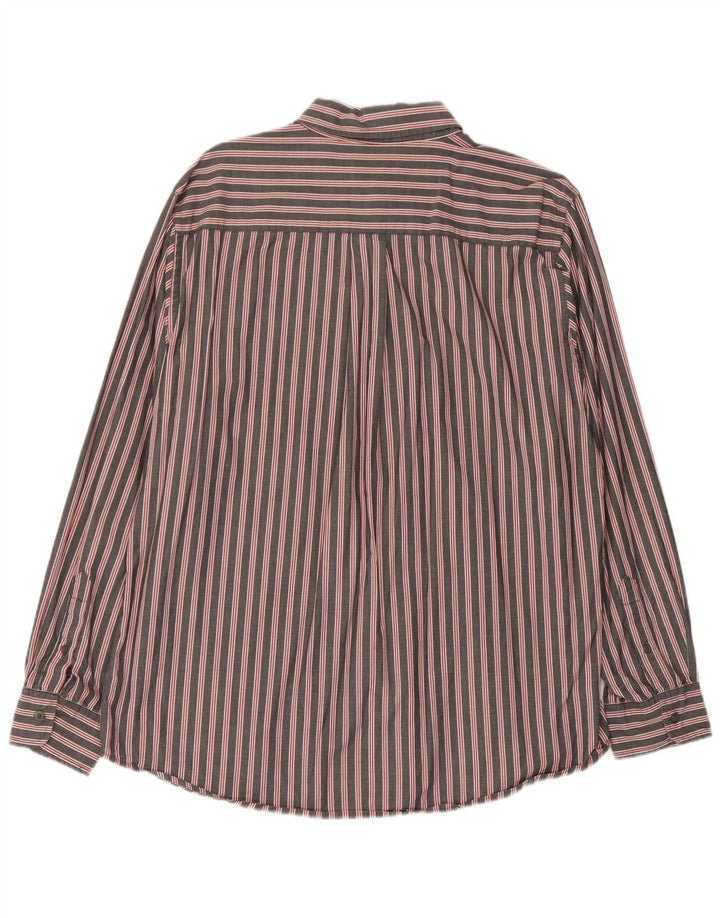 Camisa masculina Chaps grande algodão listrado cinza
